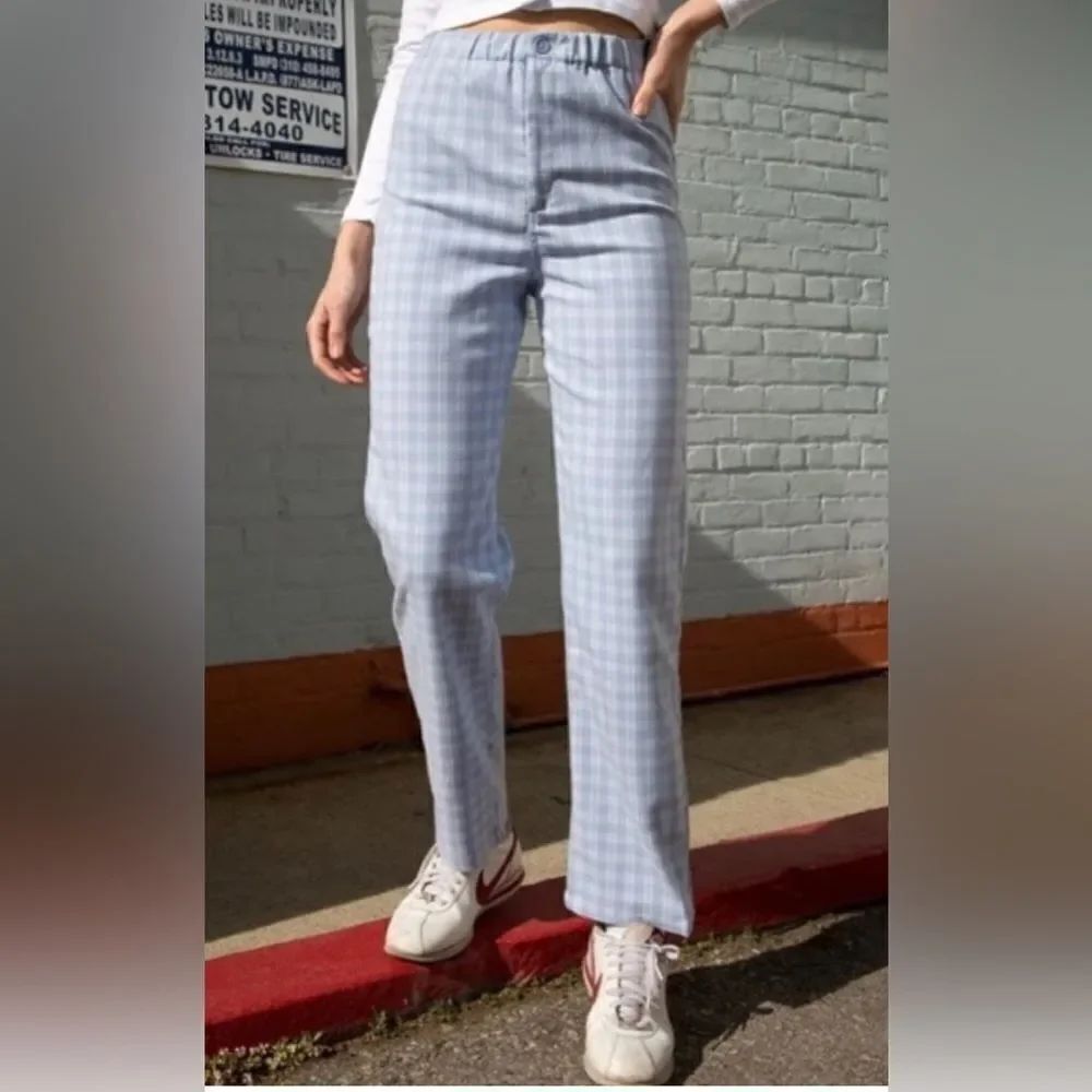 Brandy Melville Blue Plaid flannel sleep pants High Waisted Pants small